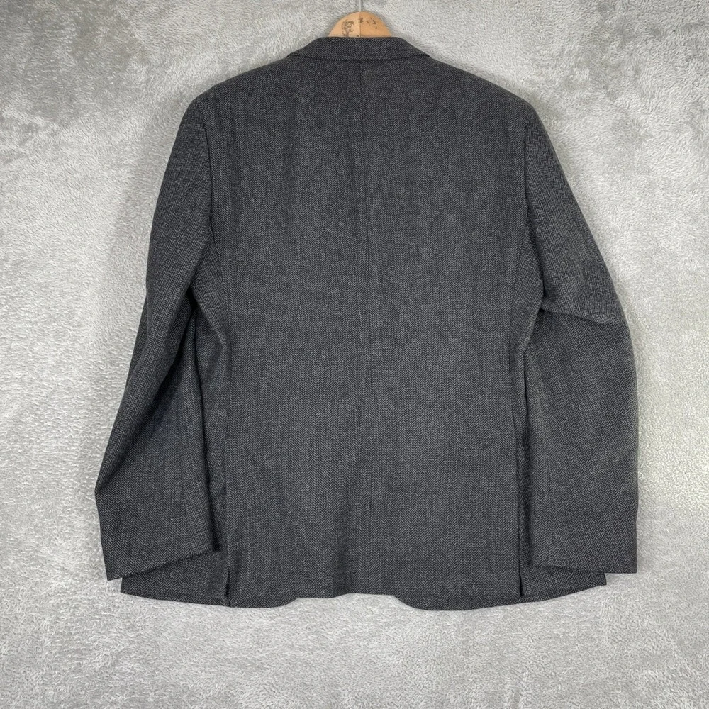 JKT New York Sport Coat Mens 38R Dark Grey‎ Herringbone Wool Blend Blazer Bond